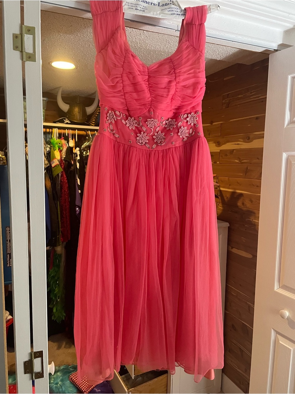 Girls Pink Floral Embellished Tulle Dress